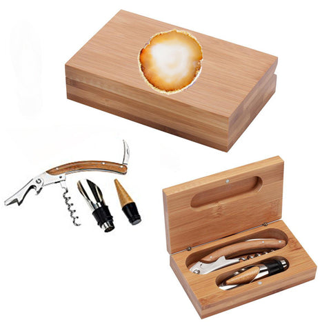 Bamboo & Agate 3 Piece Wine Tool Set