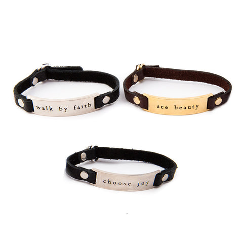 Words to Live by Leather Cuff